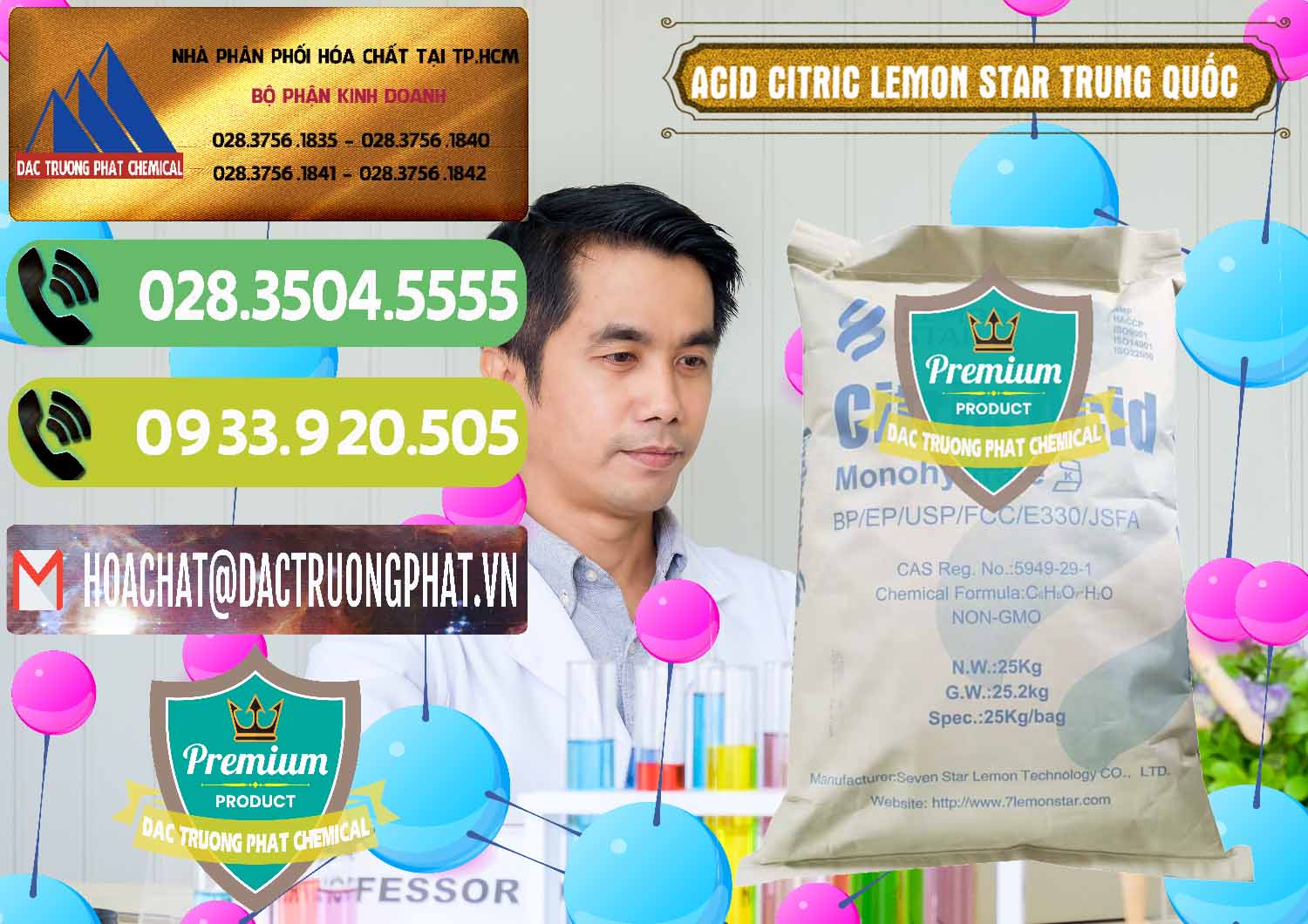 Cty chuyên nhập khẩu & bán Acid Citric - Axit Citric BP/EP/USP/FCC/E330 Lemon Star Trung Quốc China - 0286 - Đơn vị chuyên bán ( phân phối ) hóa chất tại TP.HCM - hoachatmientay.vn