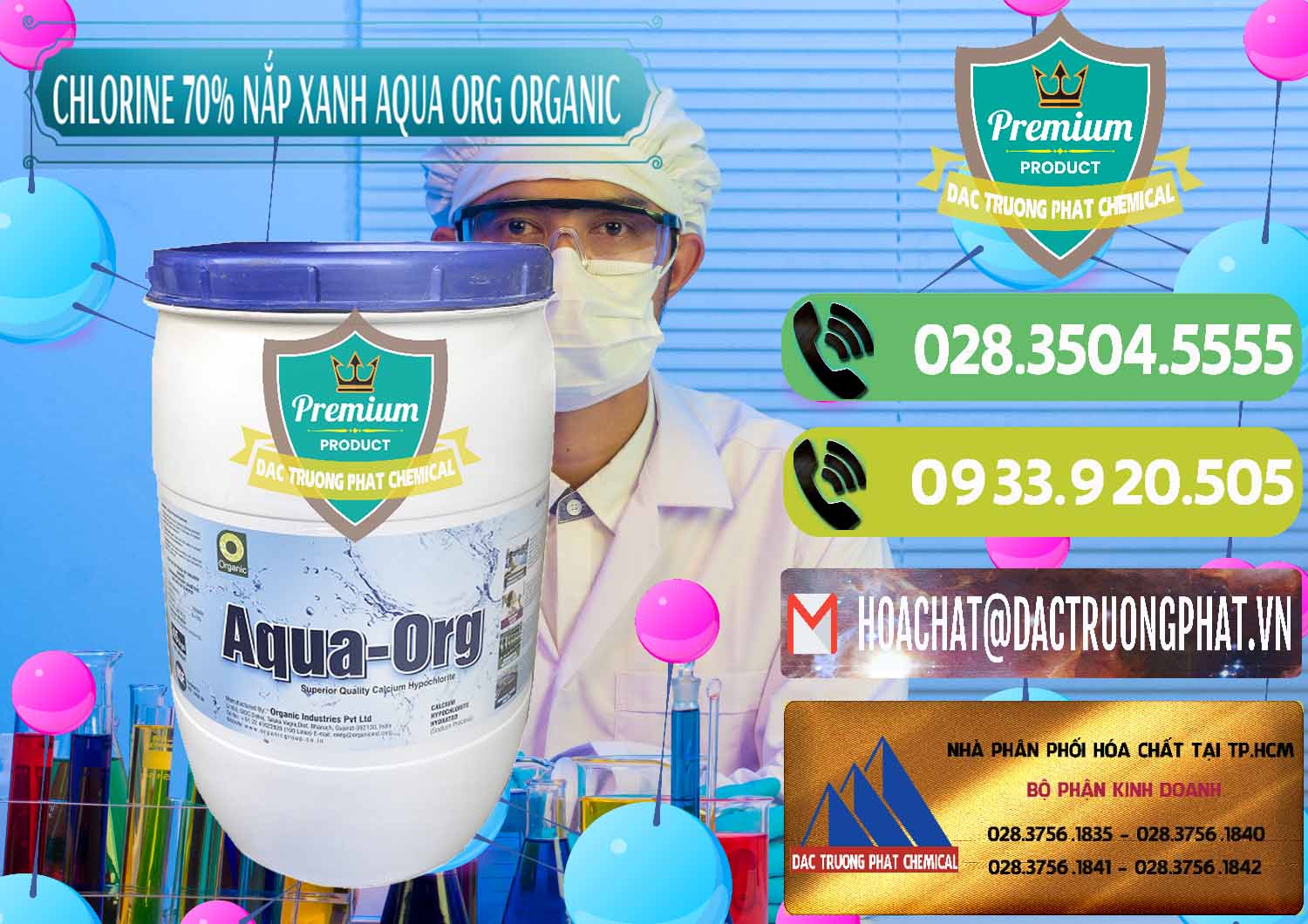 Chuyên cung cấp - bán Chlorine – Clorin 70% Thùng Tròn Nắp Xanh Aqua ORG Organic Ấn Độ India - 0247 - Cung cấp - kinh doanh hóa chất tại TP.HCM - hoachatmientay.vn