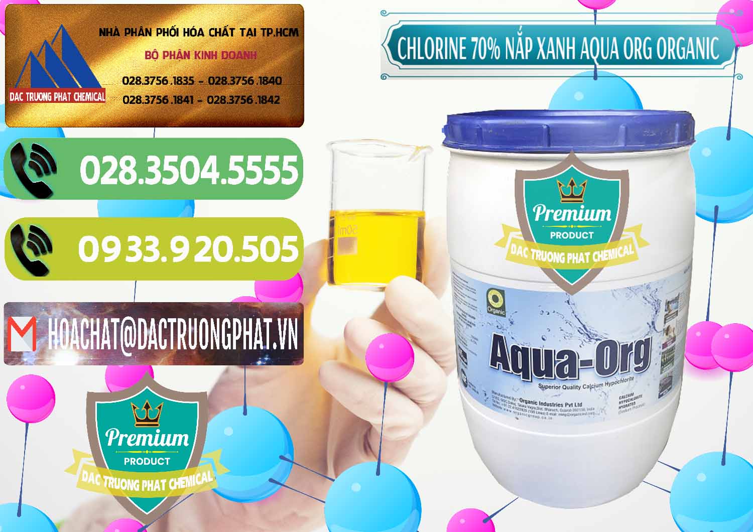 Nơi chuyên cung ứng ( bán ) Chlorine – Clorin 70% Thùng Tròn Nắp Xanh Aqua ORG Organic Ấn Độ India - 0247 - Công ty chuyên phân phối _ bán hóa chất tại TP.HCM - hoachatmientay.vn