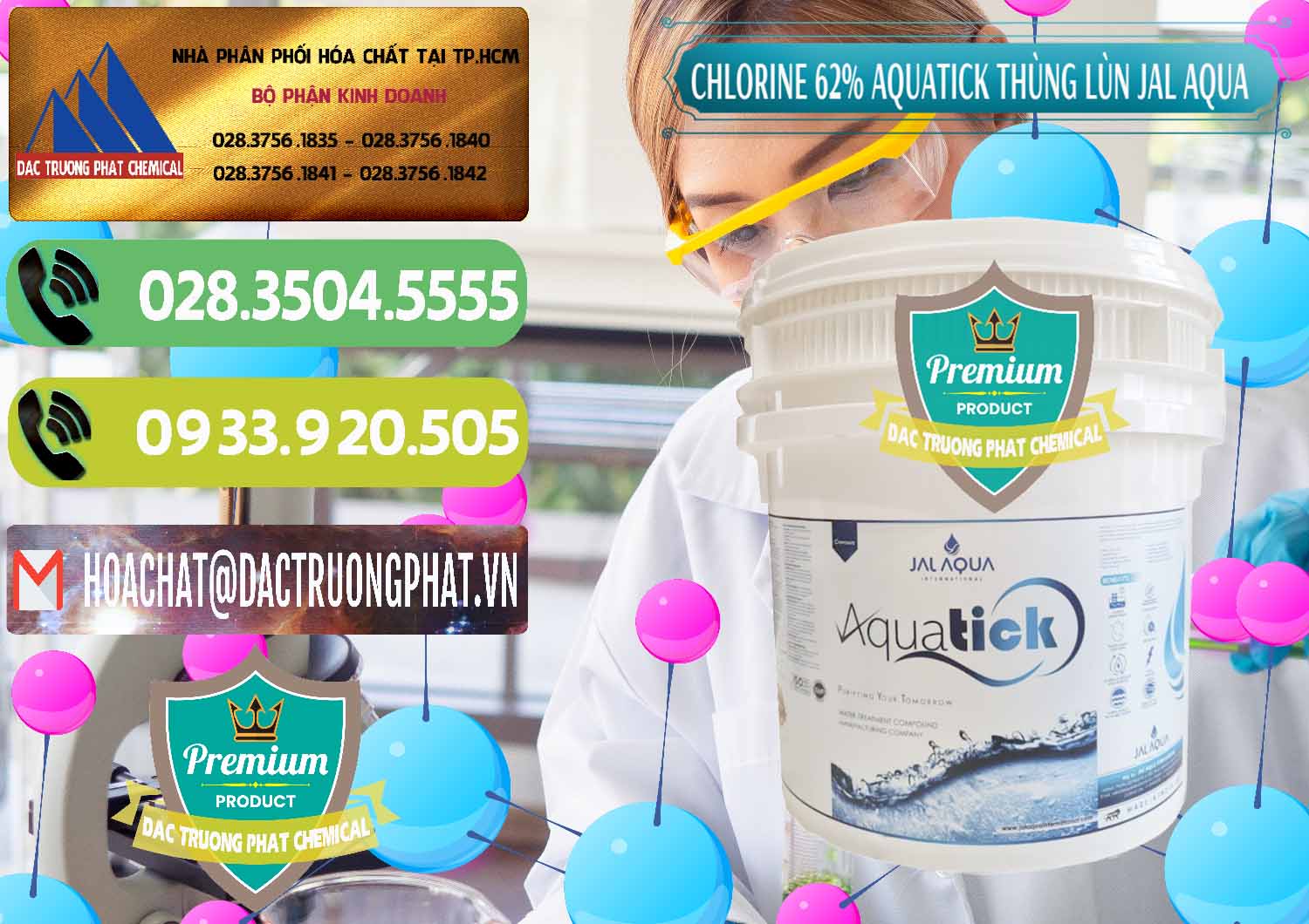 Nhà nhập khẩu và bán Chlorine – Clorin 62% Aquatick Thùng Lùn Jal Aqua Ấn Độ India - 0238 - Chuyên kinh doanh _ phân phối hóa chất tại TP.HCM - hoachatmientay.vn