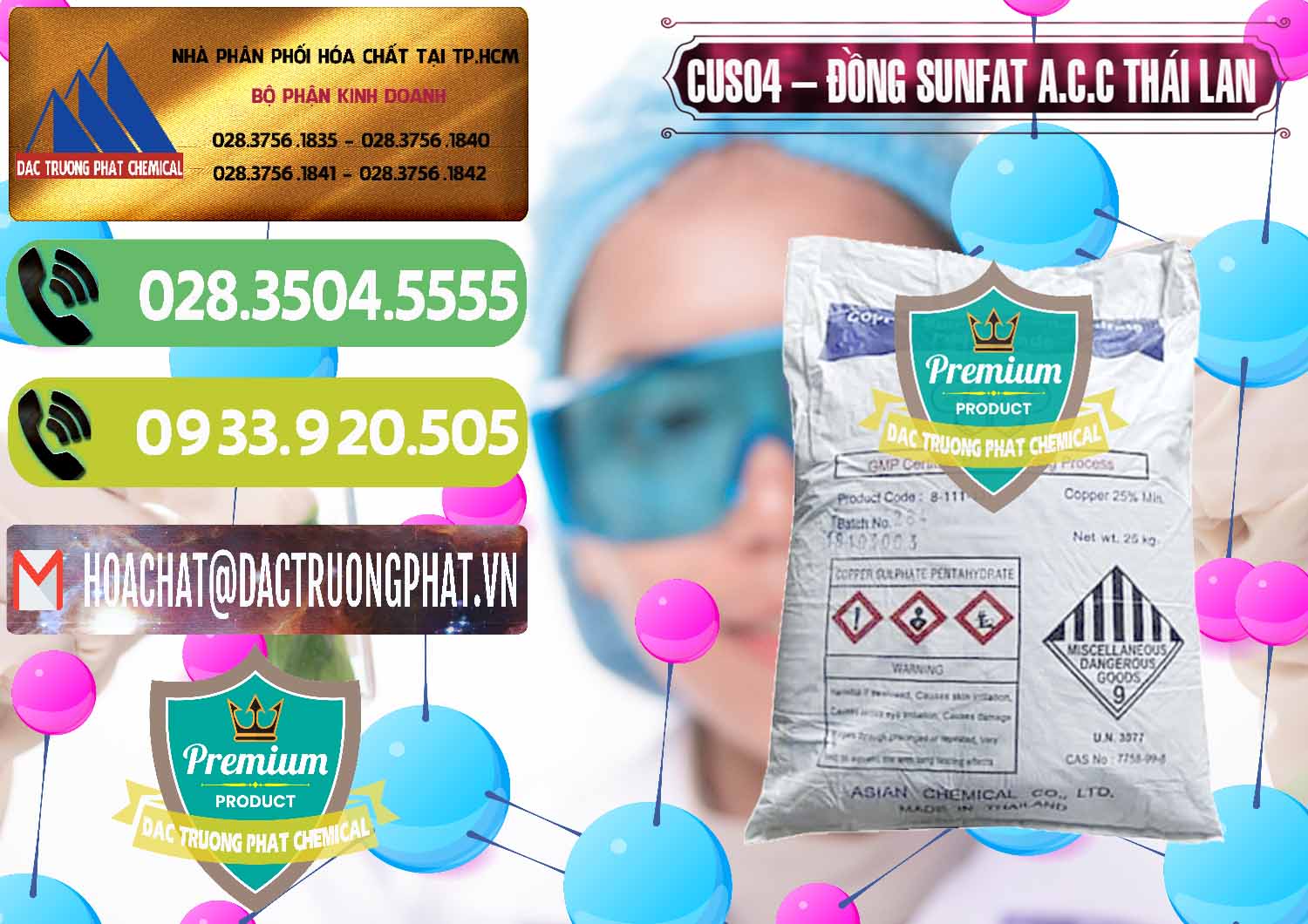 Cty chuyên bán ( cung cấp ) CuSO4 – Đồng Sunfat A.C.C Thái Lan - 0249 - Chuyên nhập khẩu ( phân phối ) hóa chất tại TP.HCM - hoachatmientay.vn