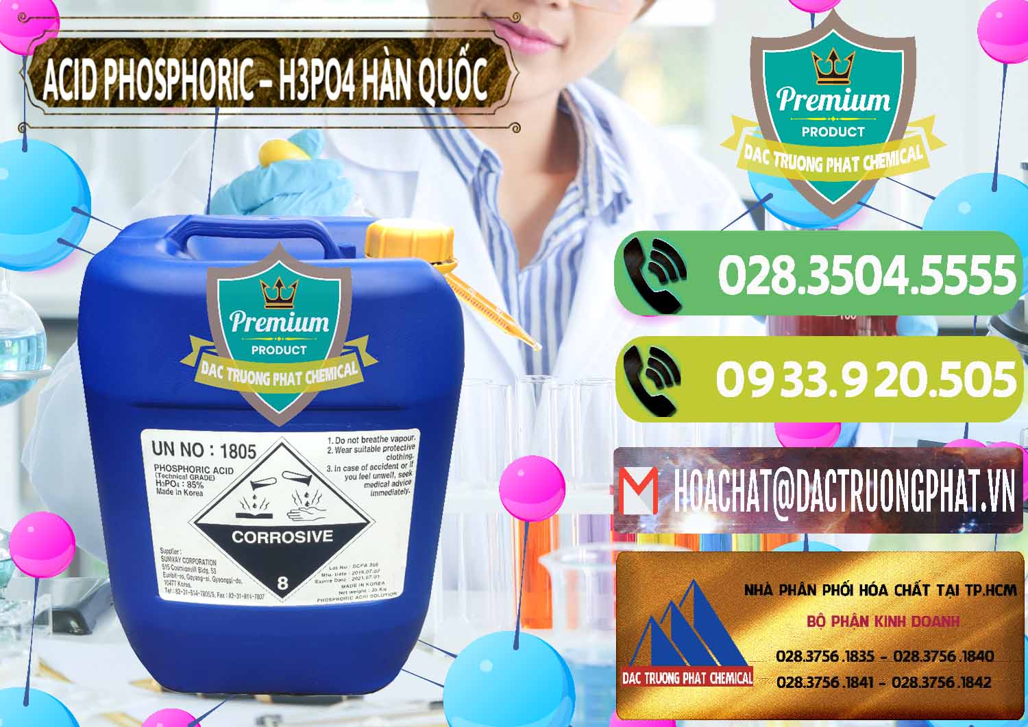 Cty chuyên kinh doanh và bán Acid Phosphoric – H3PO4 85% Can Xanh Hàn Quốc Korea - 0016 - Công ty chuyên phân phối _ cung ứng hóa chất tại TP.HCM - hoachatmientay.vn