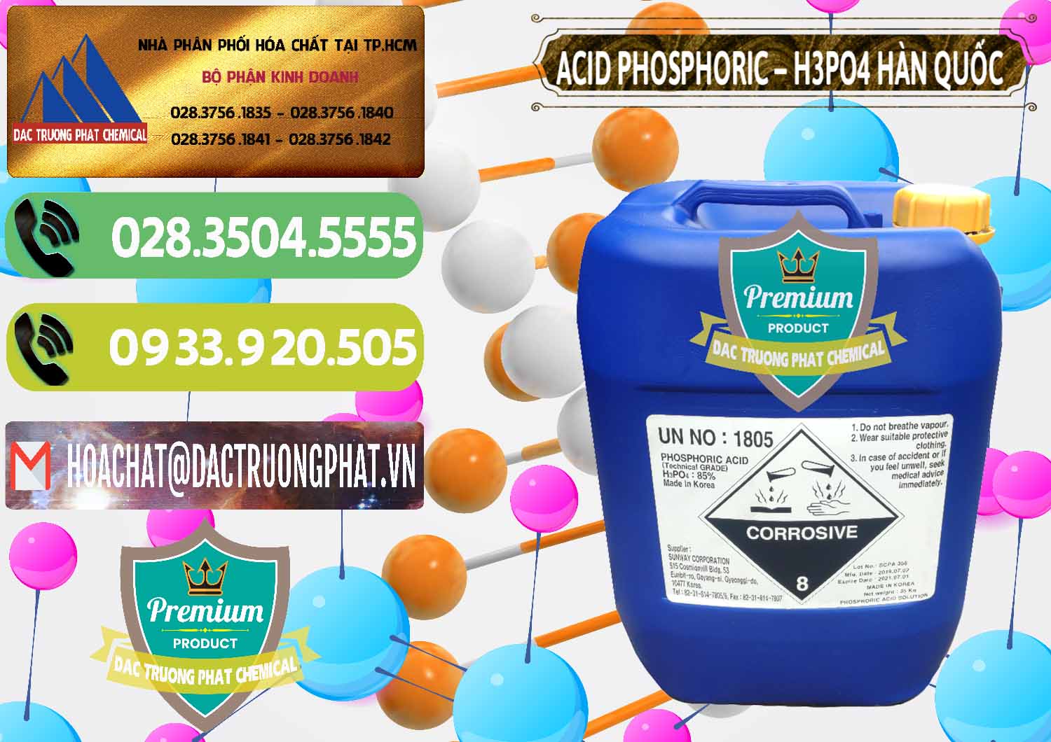 Công ty chuyên nhập khẩu - bán Acid Phosphoric – H3PO4 85% Can Xanh Hàn Quốc Korea - 0016 - Nơi chuyên cung ứng _ phân phối hóa chất tại TP.HCM - hoachatmientay.vn