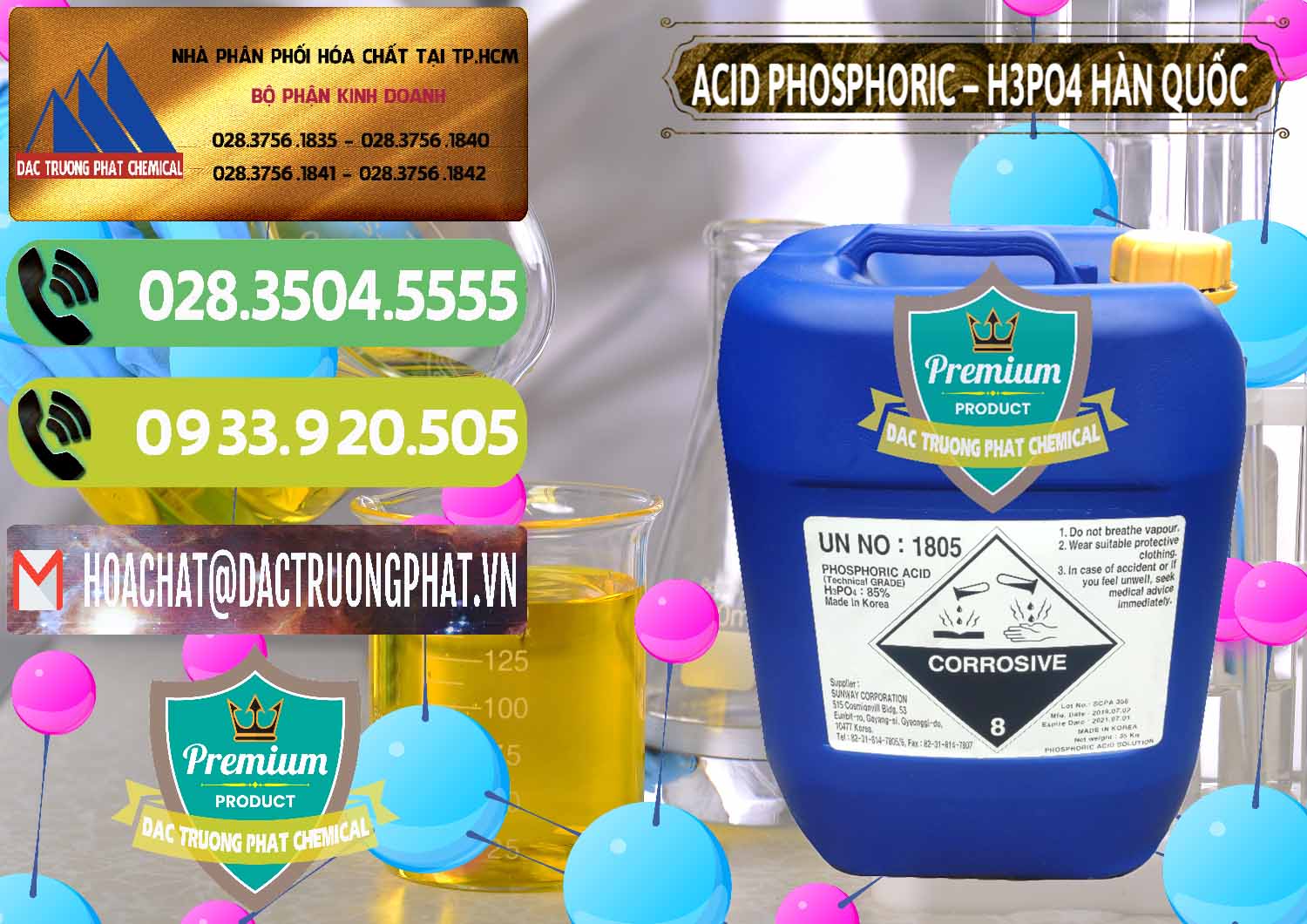 Cty cung ứng - bán Acid Phosphoric – H3PO4 85% Can Xanh Hàn Quốc Korea - 0016 - Đơn vị chuyên kinh doanh & phân phối hóa chất tại TP.HCM - hoachatmientay.vn