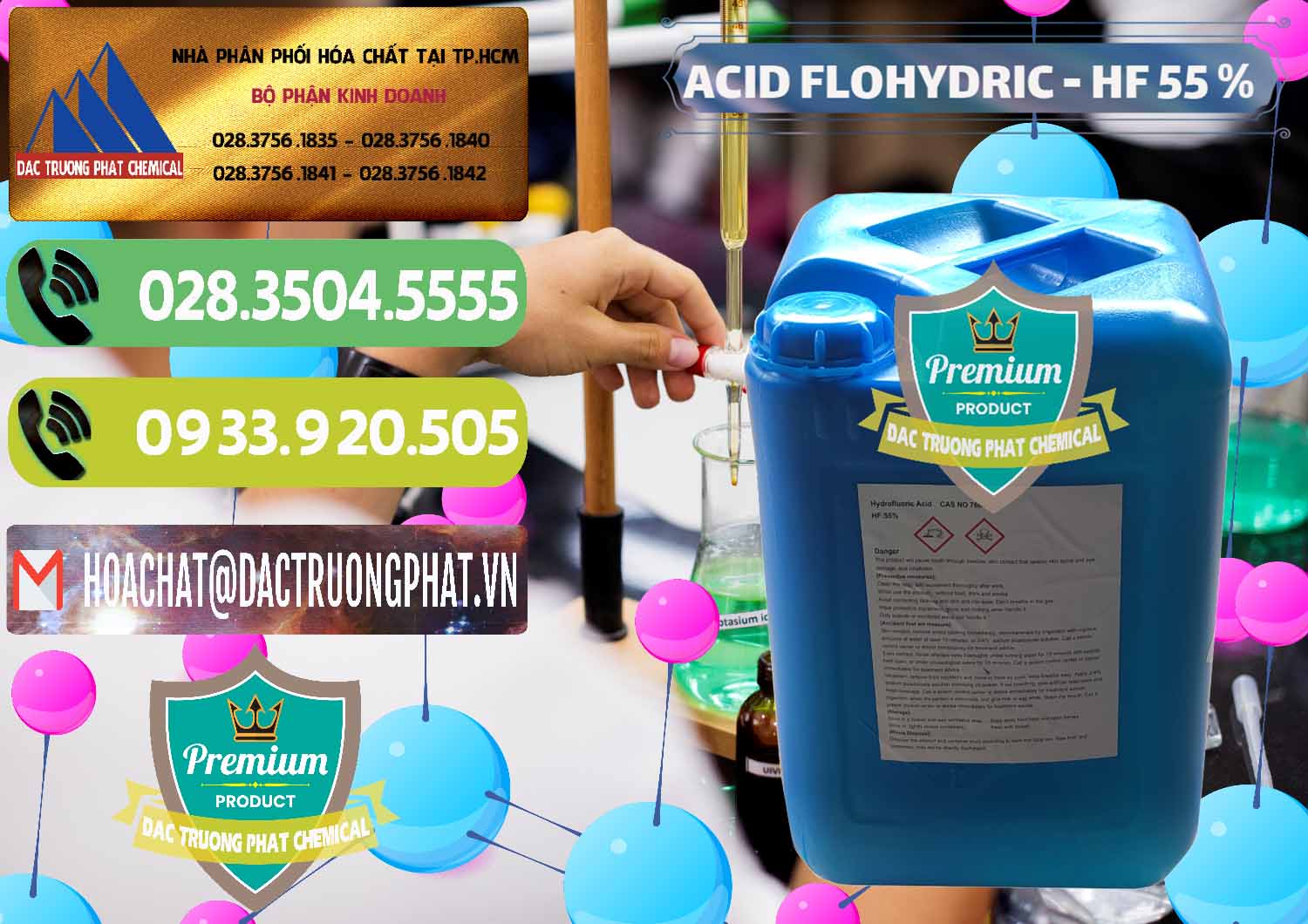 Nhà nhập khẩu và bán Axit HF - Acid HF 55% Can Xanh Trung Quốc China - 0080 - Cty chuyên phân phối - bán hóa chất tại TP.HCM - hoachatmientay.vn