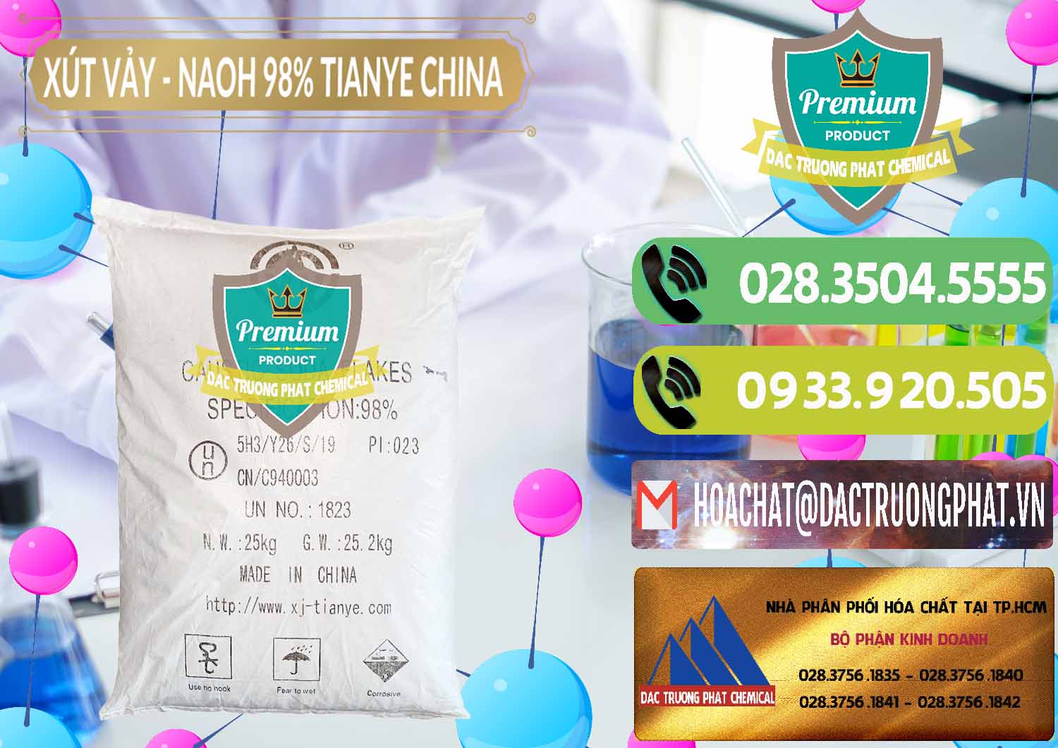 Nơi kinh doanh ( bán ) Xút Vảy - NaOH Vảy 98% Tianye Trung Quốc China - 0177 - Cung cấp _ phân phối hóa chất tại TP.HCM - hoachatmientay.vn