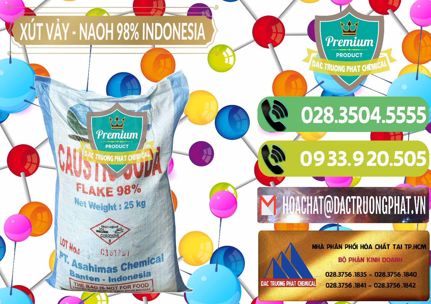 Chuyên nhập khẩu & bán Xút Vảy - NaOH Vảy 98% ASC Indonesia - 0172 - Cty phân phối - cung ứng hóa chất tại TP.HCM - hoachatmientay.vn