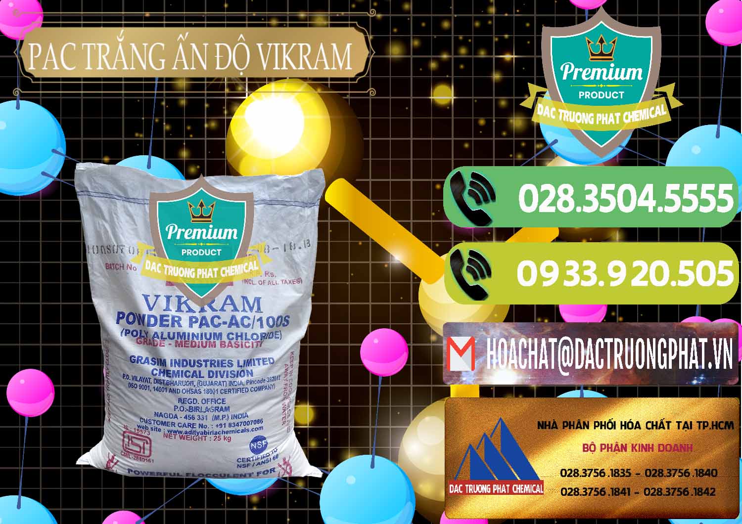 Nơi phân phối þ bán PAC Powder \ PAC Bột Trắng Vikram White Ấn Độ India Công ty chuyên cung cấp - bán PAC - Polyaluminium Chloride Ấn Độ India Vikram - 0120 - Công ty chuyên phân phối và nhập khẩu hóa chất tại TP.HCM - hoachatmientay.vn
