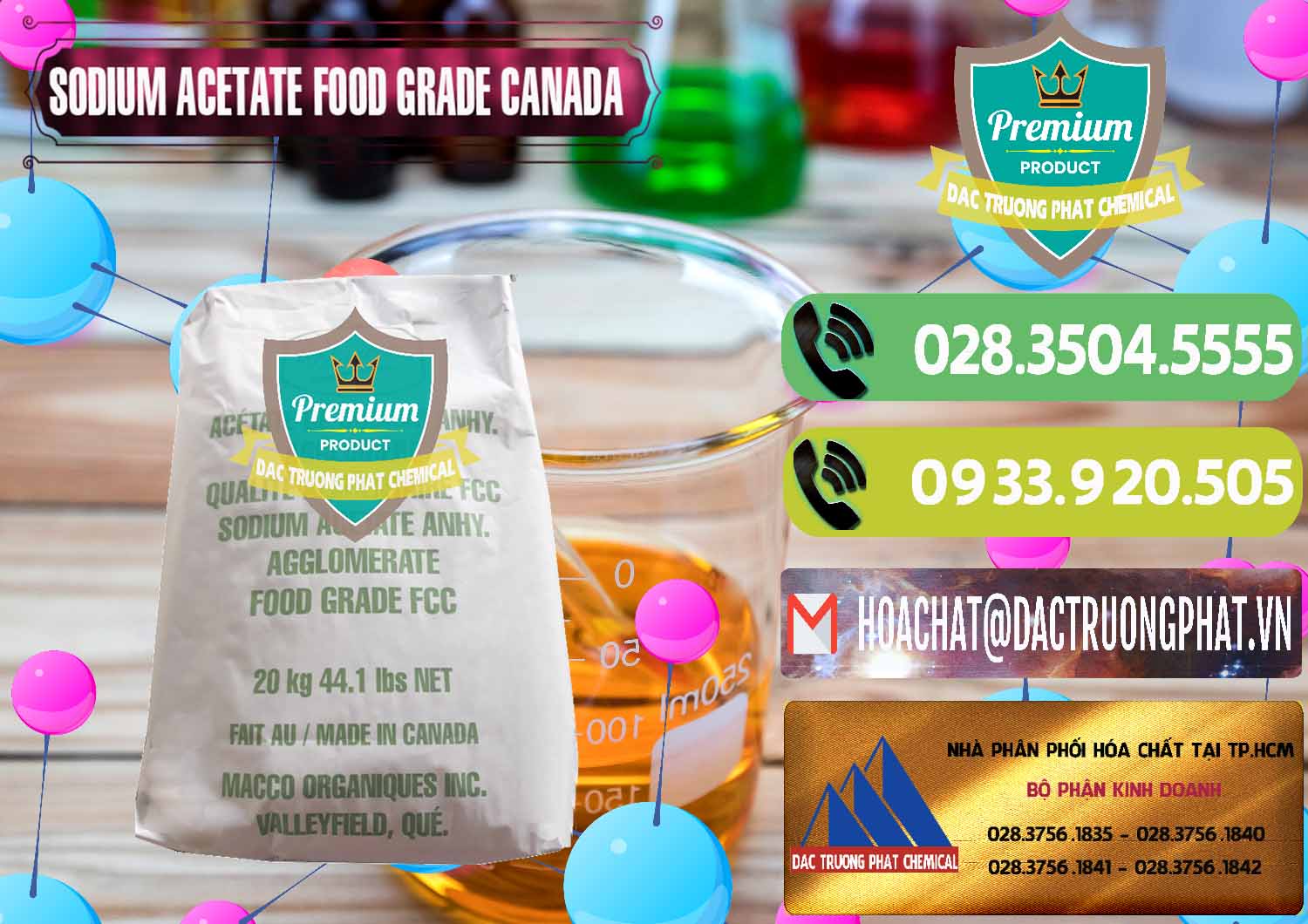 Nơi chuyên bán ( phân phối ) Sodium Acetate - Natri Acetate Food Grade Canada - 0282 - Chuyên kinh doanh - phân phối hóa chất tại TP.HCM - hoachatmientay.vn