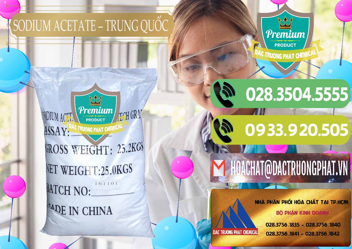Cty kinh doanh ( bán ) Sodium Acetate - Natri Acetate Trung Quốc China - 0134 - Đơn vị chuyên kinh doanh - phân phối hóa chất tại TP.HCM - hoachatmientay.vn