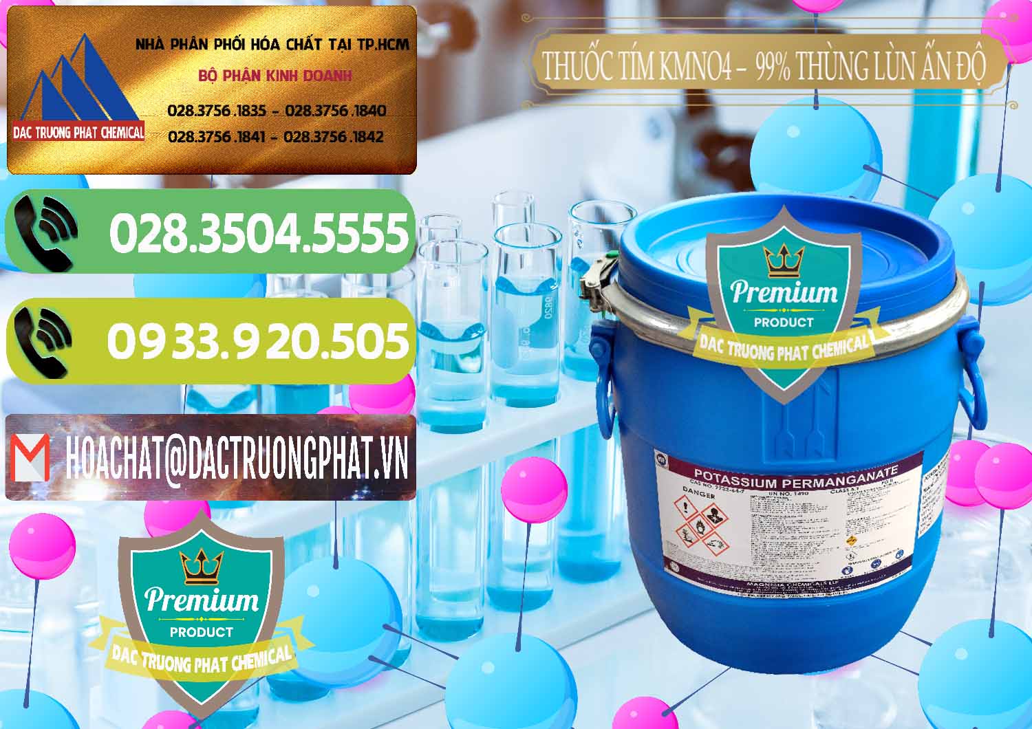 Nơi chuyên cung ứng - bán Thuốc Tím - KMNO4 Thùng Lùn 99% Magnesia Chemicals Ấn Độ India - 0165 - Cty phân phối & kinh doanh hóa chất tại TP.HCM - hoachatmientay.vn