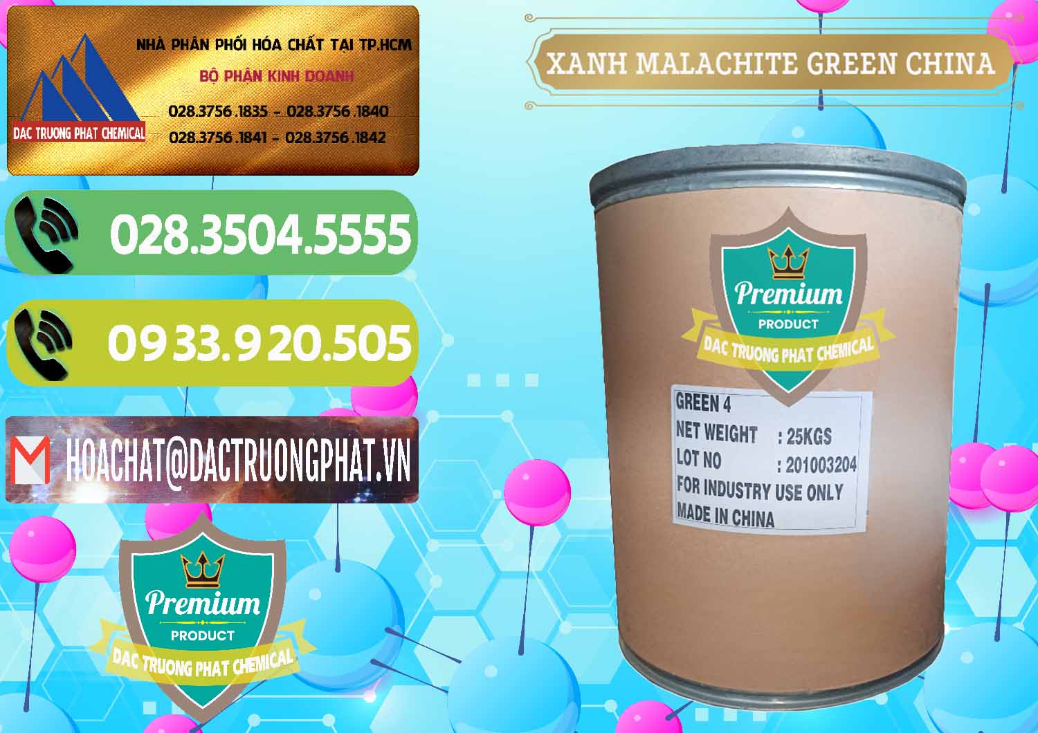Nơi chuyên nhập khẩu ( bán ) Xanh Malachite Green Trung Quốc China - 0325 - Nơi phân phối _ kinh doanh hóa chất tại TP.HCM - hoachatmientay.vn