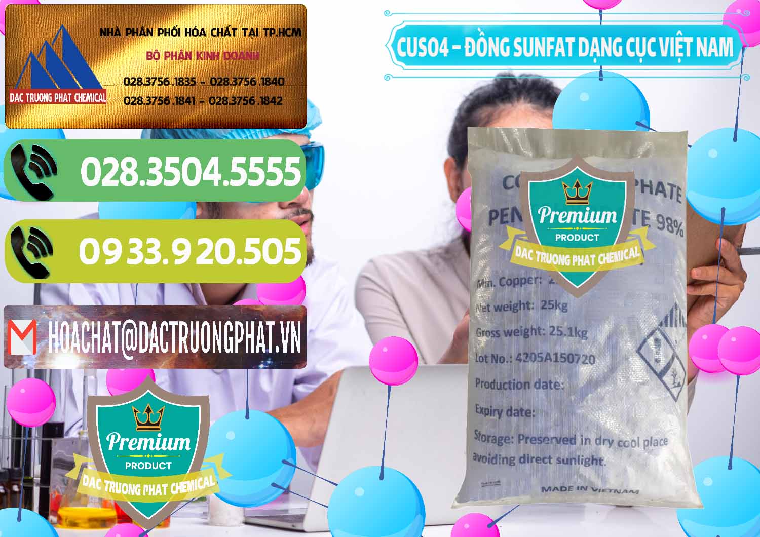 Nhà phân phối - kinh doanh CUSO4 – Đồng Sunfat Dạng Cục Việt Nam - 0303 - Chuyên cung cấp - phân phối hóa chất tại TP.HCM - hoachatmientay.vn